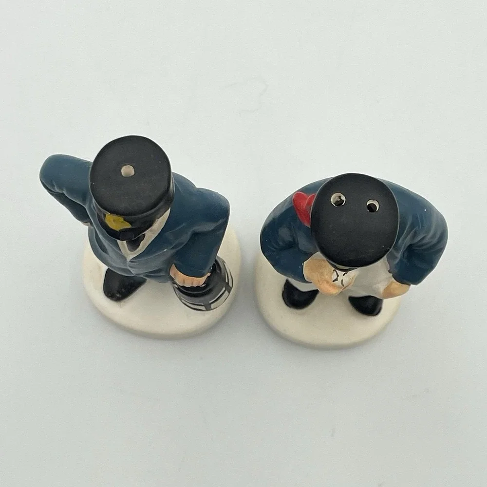 Vintage Japan Train Conductor Salt And Pepper Shakers Set Charles Products 1950s